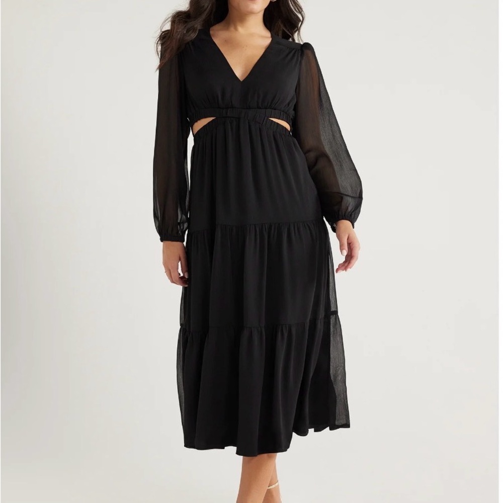 Sofia Vergara Black Maxi CutoutWaist Dress Size Small